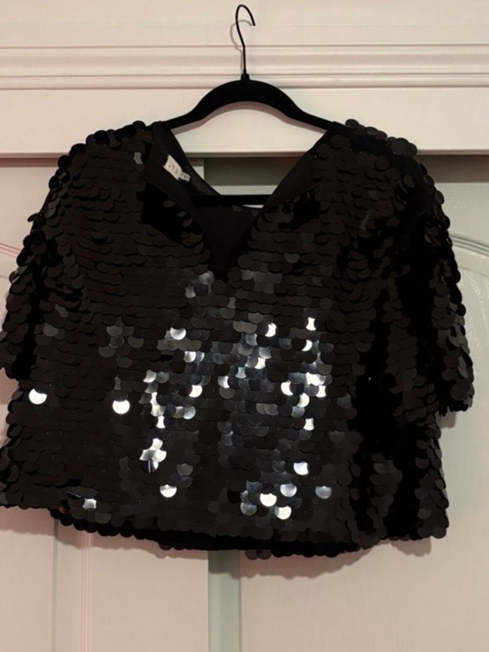 Black Sequin Crop Top - Picture 2 of 2